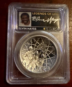 Elvin Hayes Signed 2020 PCGS/PSA Graded PR70DCAM $1 Basketball HOF  Silver Coin - Picture 1 of 2