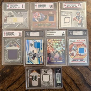 8 Graded Football Relic Cards - Free Shipping - Picture 1 of 10