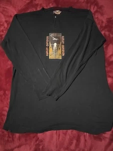 Vintage Harley Davidson Long Sleeve Henley XXL Eagle Logo Macau See Description - Picture 1 of 8