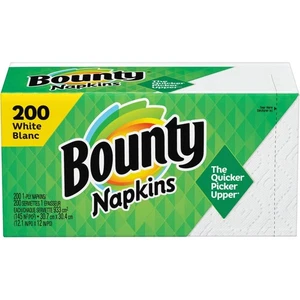 Bounty Quilted Disposable Paper Napkins 200 Count Pack of 2 White or Printed - Picture 1 of 5