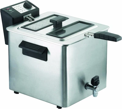 Fry Type Friggitrice Elettrica Con Rubinetto Scarico Olio, 8 Litri, 3000 Watt - Immagine 1 di 4