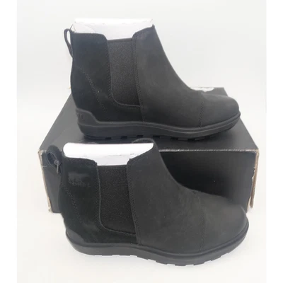 NEW SOREL  Evie II Chelsea  Black Sea Salt  Ankle Boots Booties Women's 7.5 - Image 1 of 4