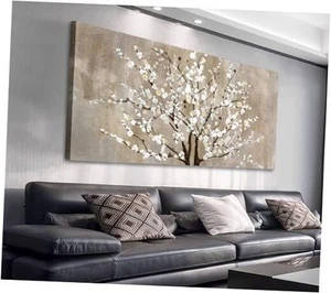 Flower Canvas Wall Art for 58L" x 29W" Plum Blossom Flowers Wrapped Canvas - Picture 1 of 7