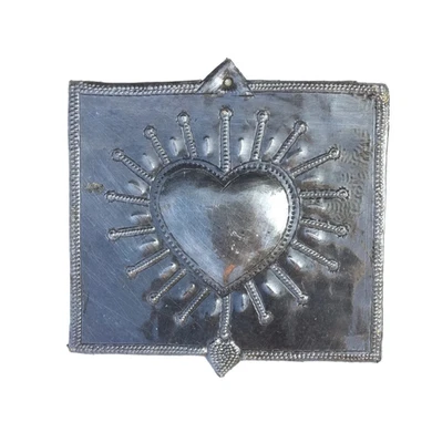 Milagro Sacred Heart – Handmade Metal Wall Art Haiti 5"x4.75” - Image 1 of 4