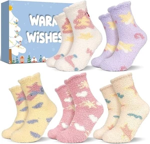 5 Pack Warm Fluffy Christmas Gift Socks Size 4-7 - Xmas Gift - Thick Bed Sock - Picture 1 of 4