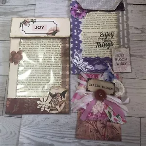 Junk Journal pockets Set of 3 Mixed Lot Handmade Journal Pockets - Picture 1 of 9