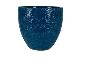 Aurelia 15-inch Blue Resin Planter, Decorative & Durable, Patina finish - Picture 1 of 6
