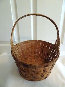 Woven Wicker Basket with Handle-Handmade Philippines-Gathering/Storage/Decor - Picture 1 of 6