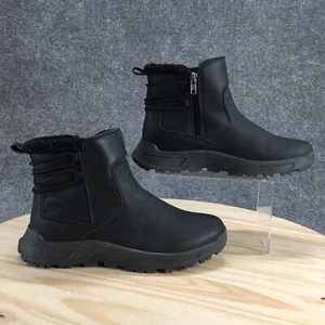 Eddie Bauer Boots Womens 9 M Siren Snow Black Faux Leather Comfort Ankle Top - Picture 1 of 16