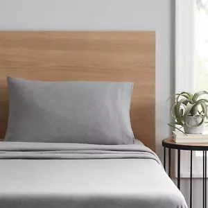 Extra Soft Adult Jersey Bed Sheet Set Queen Grey Heather 4 Pieces, FREE SHIPPING - Picture 1 of 5