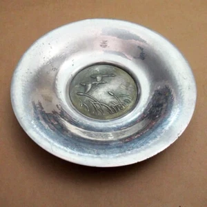 Danish Silversmith hammered bowl with Loons flying over windblown grain. - Picture 1 of 5