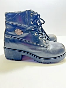 Botas de motocicleta Harley Davidson 82034 para mujer 7,5 motociclista cuero negro con cordones - Imagen 1 de 14