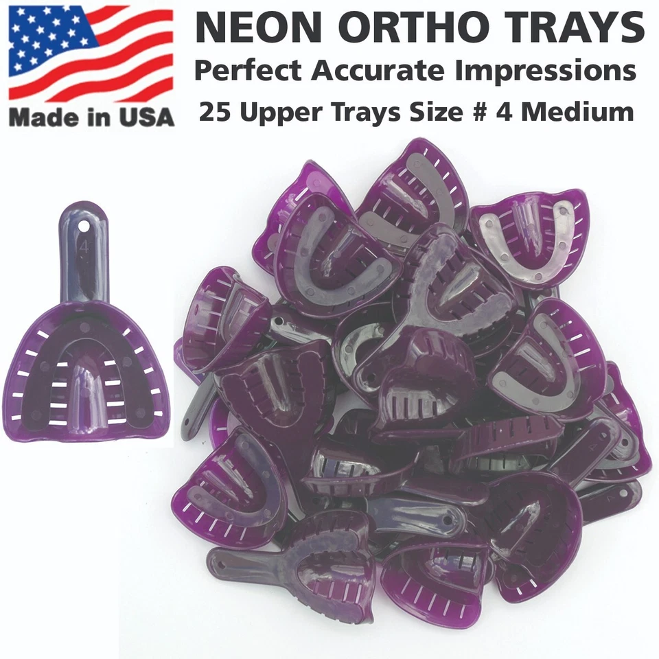 25 pcs Dental Impression Trays Orthodontic Perforated Disposable #4 U for Adult  - Image 1 of 1