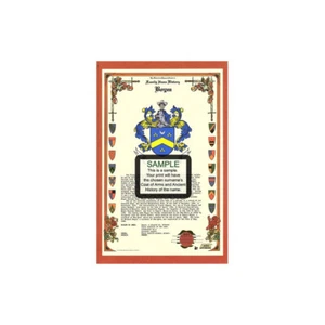 Cualquier Apellido -armorial Nombre Historia - Abrigo De Brazos Familia Crest - Picture 1 of 1
