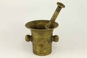 Antique Brass Pharmacy Mortar And Pestle 18 Century Rare - Picture 1 of 8