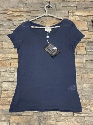 Boy. Band of Outsiders Women NWT Wool Blend T Shirt Sz 3 Blue Scoop Neck Stretch - Image 1 of 4