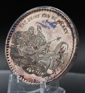 1970 Eat Drink and be Merry H. Alvin Sharpe HAS TONED 1oz 999 Silver round C5690 - Picture 1 of 8