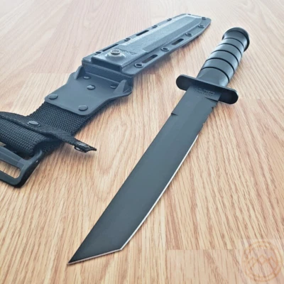 Cuchillo fijo Ka-Bar 8" 1095 Cro-Van acero al carbono tanto hoja mango de goma negro Foto 1 de 4