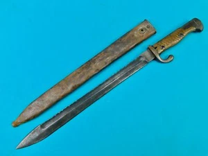 German Germany WW1 Mauser K98 Butcher Saw Back Bayonet Knife Matching Scabbard - Picture 1 of 24