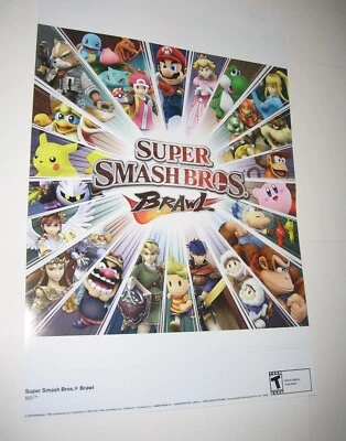 Póster Super Smash Bros. Brawl # 1 Nintendo Wii Mario Yoshi Metroid Luigi Película  Foto 1 de 3