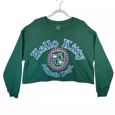 Sudadera corta Hello Kitty Athletic Dept verde universidad universitaria Y2K Kawaii XL Foto 1 de 4