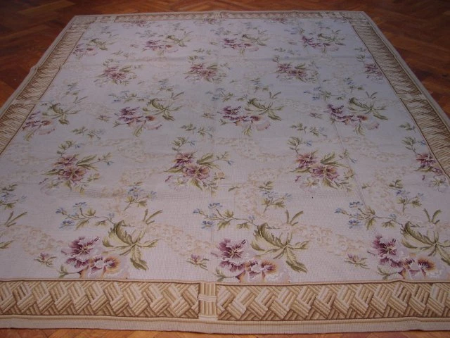 8x10' Light Purple Double Knot SPRING Needlepoint Rug 9239 - Image 1 of 4