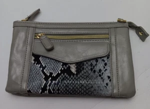 Gray Snakeskin Faux Leather Wallet / Handbag / Clutch - Picture 1 of 10