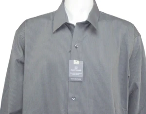 Van Heusen Classic-Fit Easy Care Button-Downt Gray Gargoyle Striped Shirt Small - Picture 1 of 4