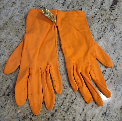 ¡Nuevo! Guantes Carol Brent Talla XL 8 Naranja Brillante Formales 9" Botón Muñeca Foto 1 de 4