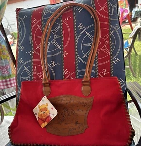 Disney Winnie the Pooh Tigger Piglet Womens Red & Brown Tote Bag NEW - Picture 1 of 6