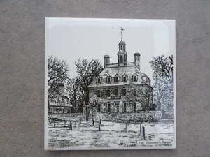 Mosaic The Governor's Palace Ceramic Tile Trivet Williamsburg Colonial 6" Square - Picture 1 of 4