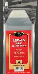 50x (1 Pack) PSA Perfect Fit Resealable Graded Card Sleeves Cardboard Gold CBG - Picture 1 of 1