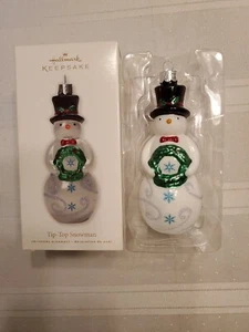 Hallmark Keepsake Collectible 2010 Tip-Top Snowman Glass Christmas Ornament - Picture 1 of 5