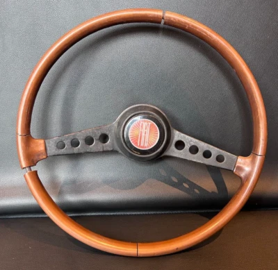 Original 71' FIAT 124 Spider? Woodgrain Steering Wheel w Horn Assem-Parts/Repair - Image 1 of 4