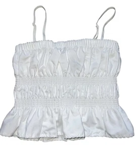 Katie J NYC Tween Girl White Penelope Cropped Bows Tank Adjustable Strap M(10) - Picture 1 of 3