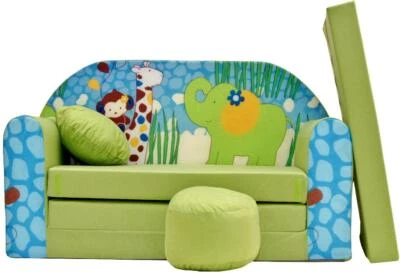 Kindersofa 3in1 Schlafsofa + Pouf Fußhocker Spielsofa Sitzkissen Sofabett Couch - Bild 1 von 4