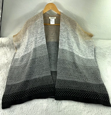 Poncho Suéter Cocogio Para Mujer OS Gris Lana Ombre Mezcla Alpaca Capa Acogedor Chal Foto 1 de 4