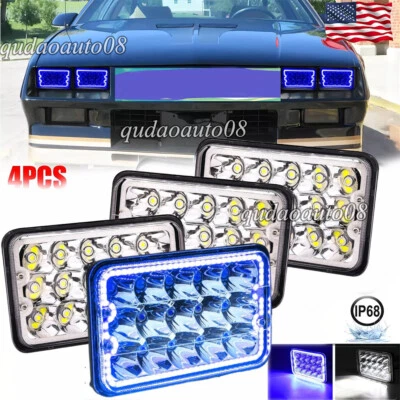 Faros LED azules DRL haz alto bajo 4x6" 4 piezas aptos para Chevrolet Camaro Z28 1982-1992 Foto 1 de 4