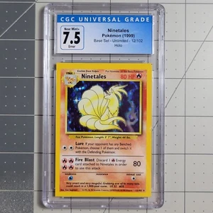 Ninetales Square Cut Miscut Error NFC Base Set Holo Pokemon Card 12/102 CGC 7.5 - Picture 1 of 12