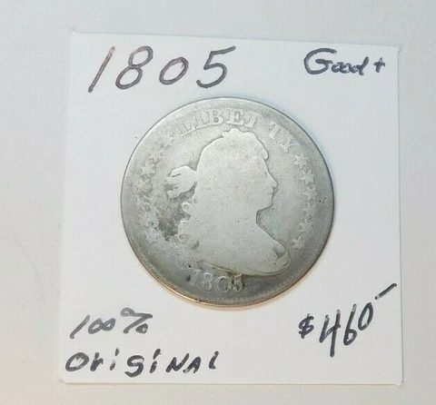 1805! DRAPED BUST QUARTER - BOLD DATE & LIBERTY! 217 YEARS OLD!!!!!!!!!!!! GOOD+ Cover