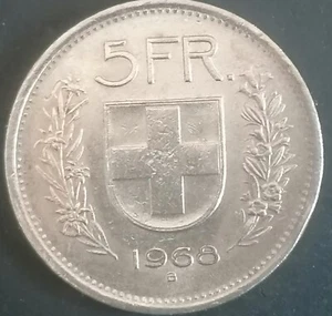 SVIZZERA MONETA 5 FRANCHI 1968 - Foto 1 di 2
