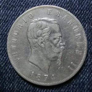 1874 Italy 5 Lire Vittorio Emanuel II - Picture 1 of 2