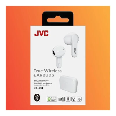 JVC WHITE TRUE WIRELESS EARBUDS WATERPROOF IPX4 22 HOURS BATTERY HA-A3T - Image 1 of 4