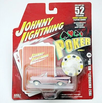Johnny Lightning 1957 Chevrolet Bel Air Poker Diecast Metal on Bubble Pack 1:64 - Image 1 of 3