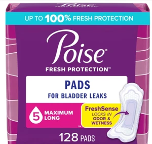 Poise Incontinence Pads & Postpartum Incontinence Pads, 5 Drop 128 Ct - Picture 1 of 8