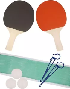Table Tennis Set - Ping Pong Set with 2 Bats, 3 Balls, Net, 2 Net Clips, - Picture 1 of 6