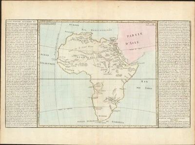 Mapa antiguo de lagos, ríos y montañas de África de 1767 de Clouet ~ 22,6" x 16,8" Foto 1 de 4