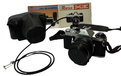 Vtg Asahi Pentax Me Camera Silver Black SMC PENTAX-M 50mm f/1.7 Lens Untested - Image 1 of 4