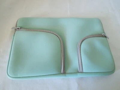 Neoprene Zippered iPad Case with 2 Zipper Pockets Aqua 12" x 9" New! - Image 1 of 4