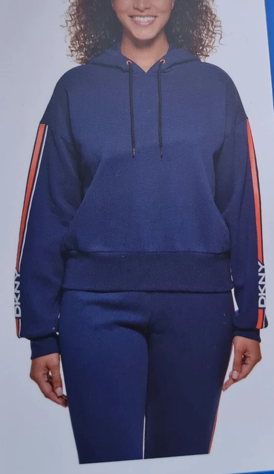 Ladies DKNY Sports Hoodie Size XXLarge Navy. Orange/White DKNY Sleeve Detail